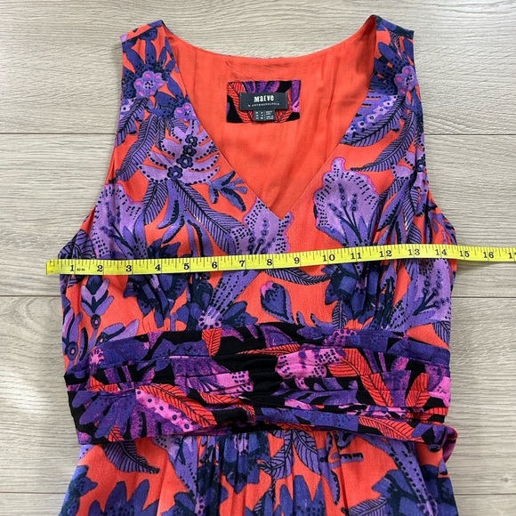 Anthropologie Maeve Macie Maxi Dress Jungle Floral Coral Purple - Picture 12 of 13